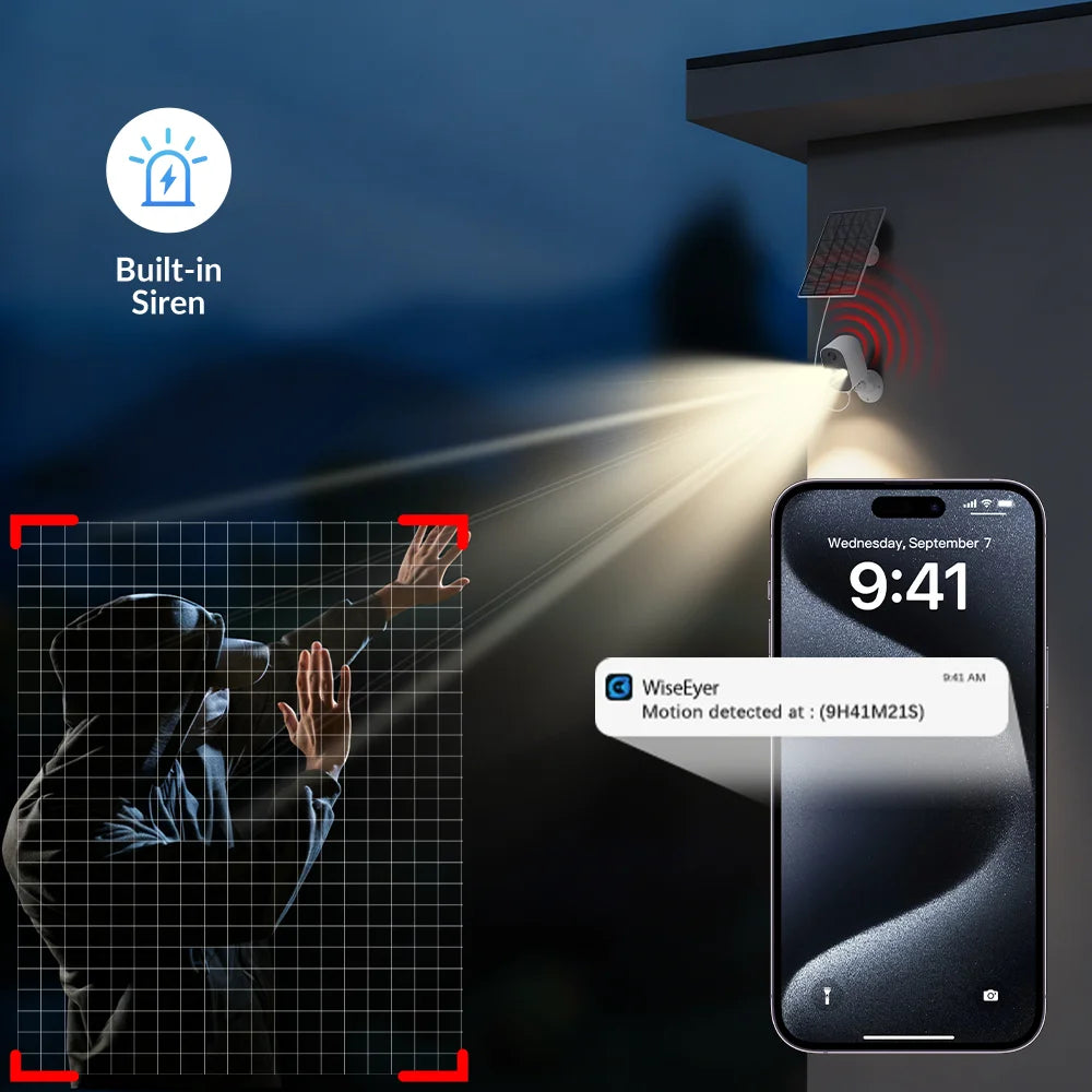 Solar-Powered Outdoor Security Camera – 3MP, Color Night Vision & Two-Way Audio