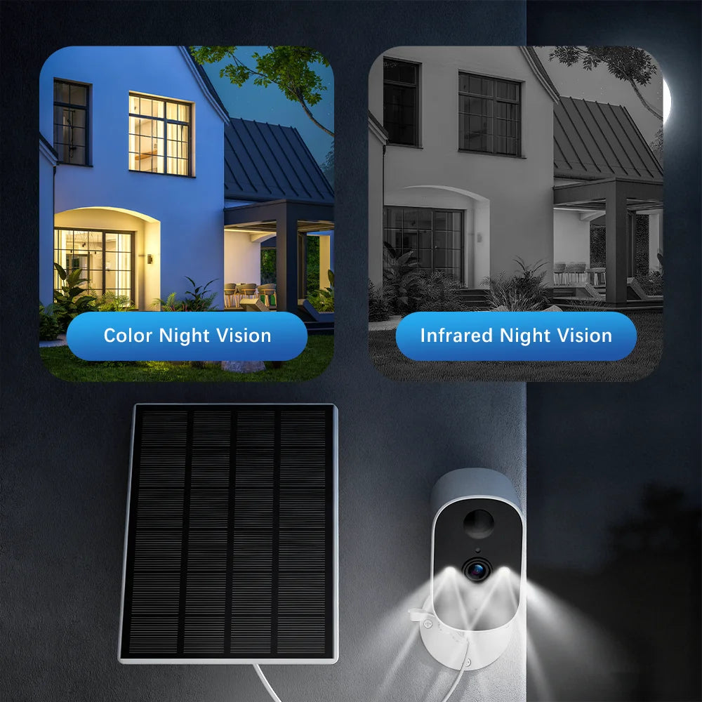 Solar-Powered Outdoor Security Camera – 3MP, Color Night Vision & Two-Way Audio